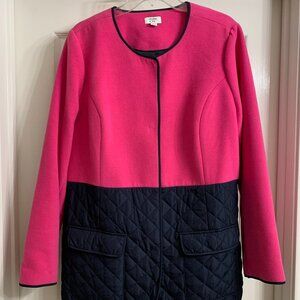 Crown & Ivy Women's Pink and Navy Blue Coat, Size Large